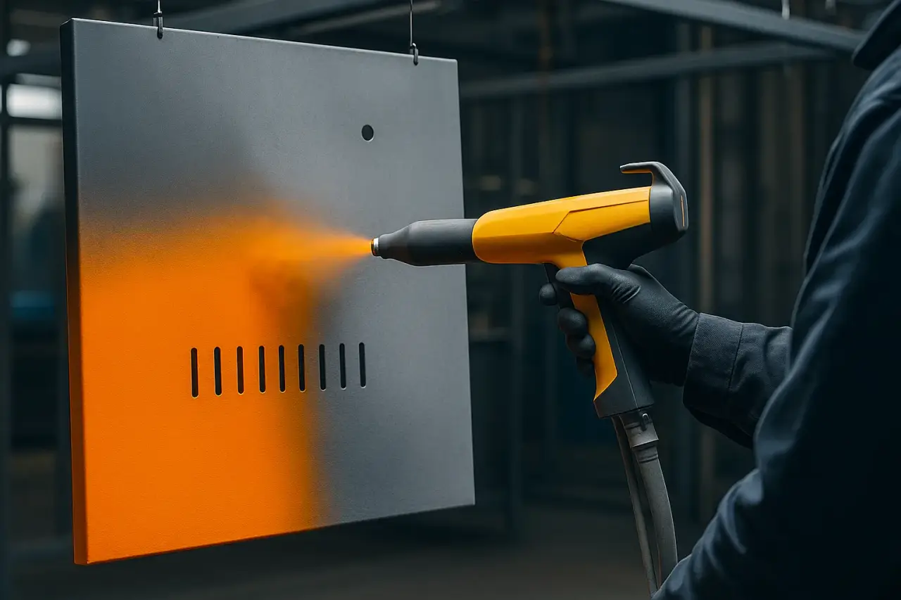 Industrielle Pulverbeschichtung – Metalloberflächenbeschichtung mit elektrostatischer Pistole
