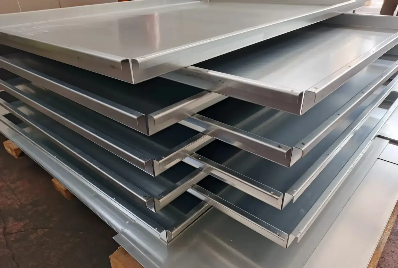 Großformatige gebogene Bleche auf Palette – fertig für Montage